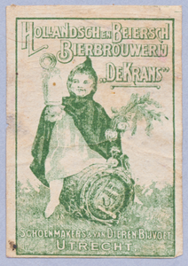 710959 Sluitzegel van “De Krans”, Schoenmakers & Van Dieren Bijvoet, Hollandsch en Beiersch Bierbrouwerij, [Croeselaan ...